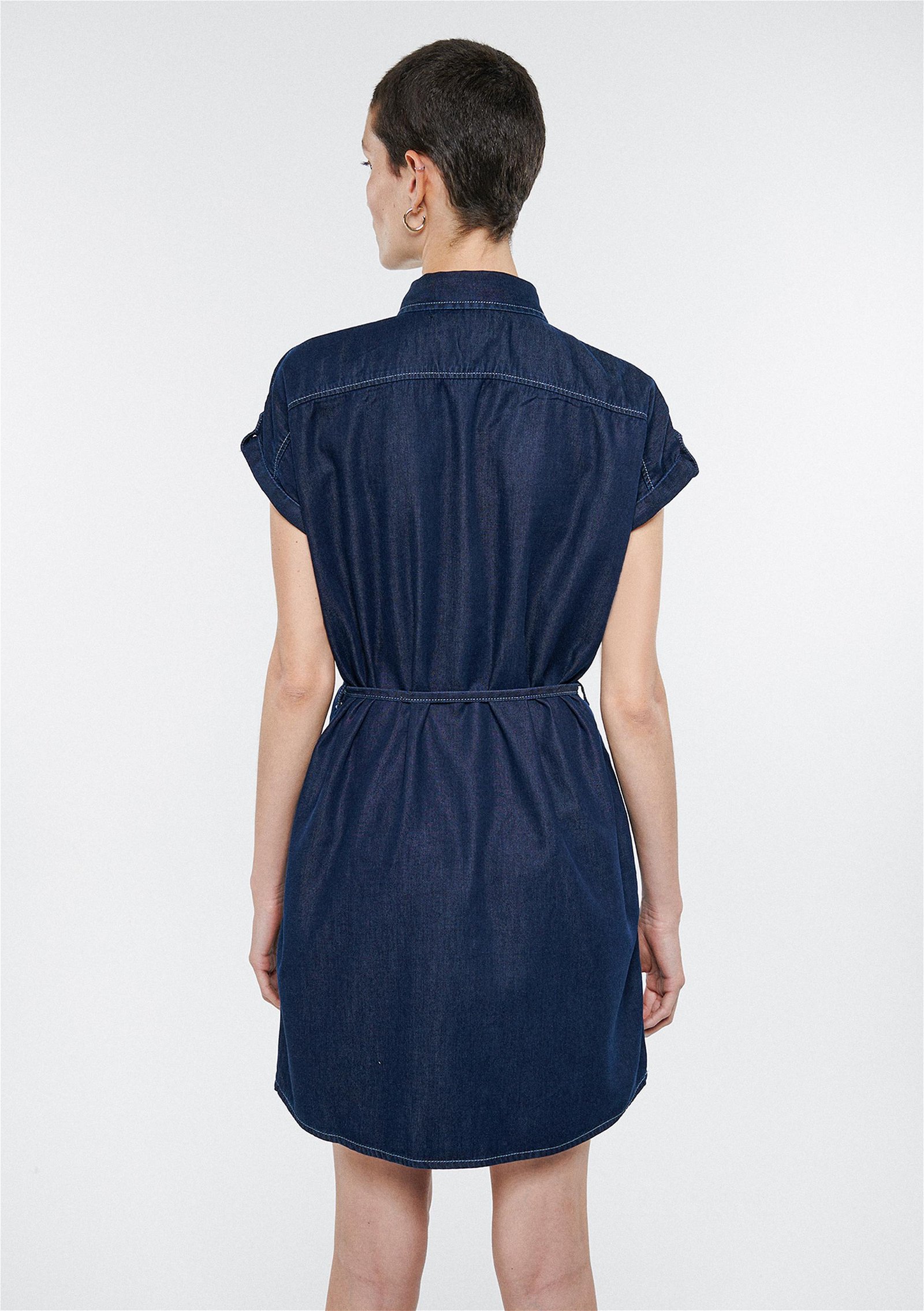 Mavi Barbara Lux Touch Koyu Lacivert Denim Elbise 130548-28636