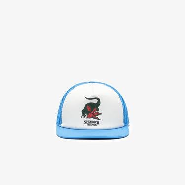  Lacoste x Netflix Erkek Baskılı Mavi Şapka