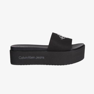  Calvin Klein Jeans Flatform Sandal Monogram Kadın Siyah Terlik
