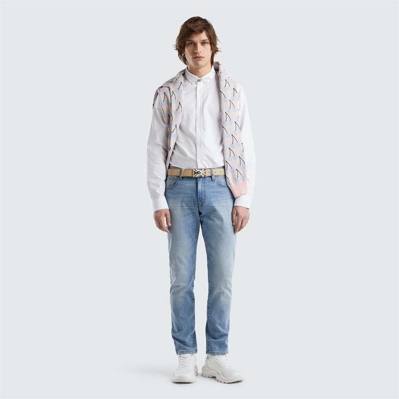 Benetton %100 Koton Slim Fit Erkek Beyaz Gömlek