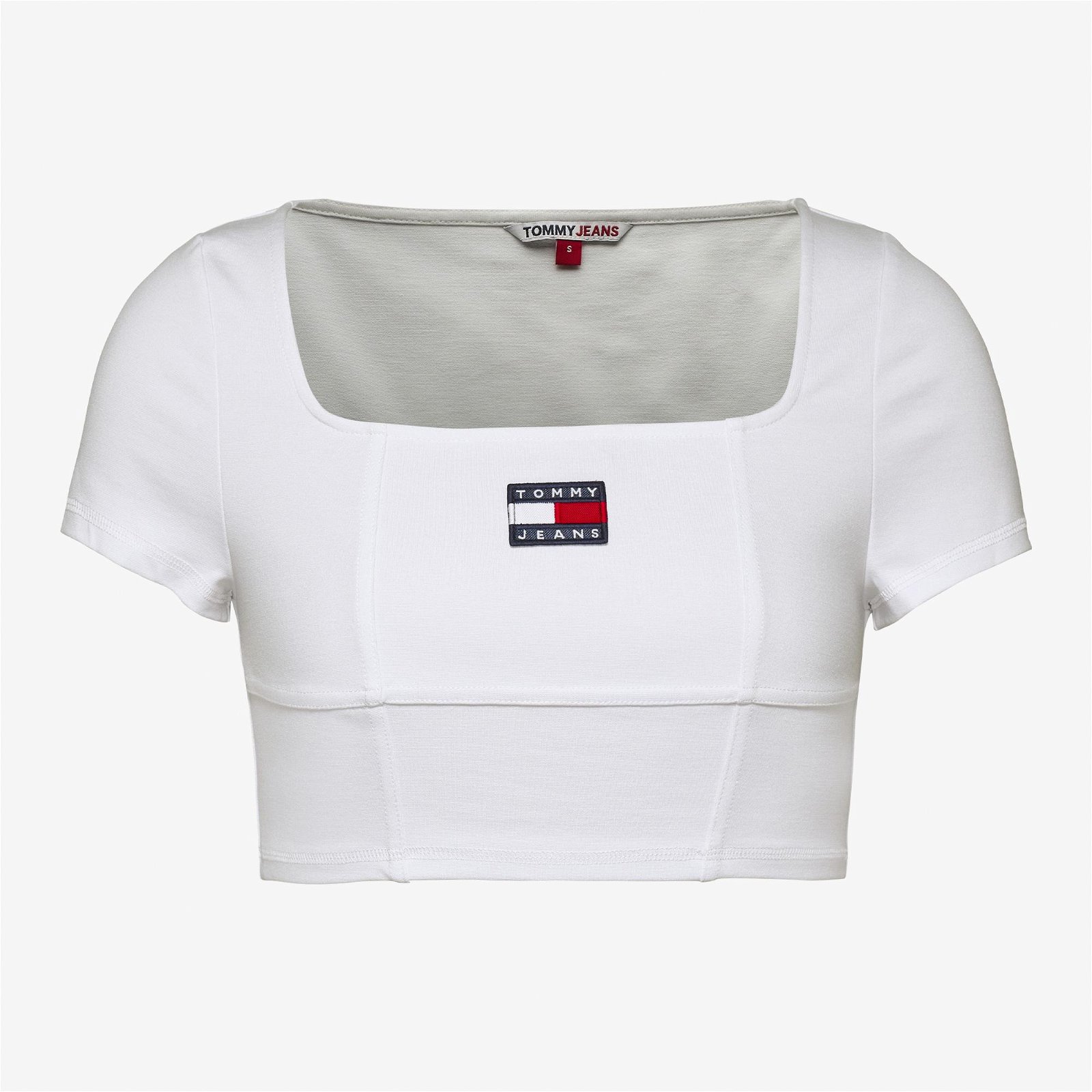 Tommy Jeans Cropped Archive Kadın Beyaz T-Shirt