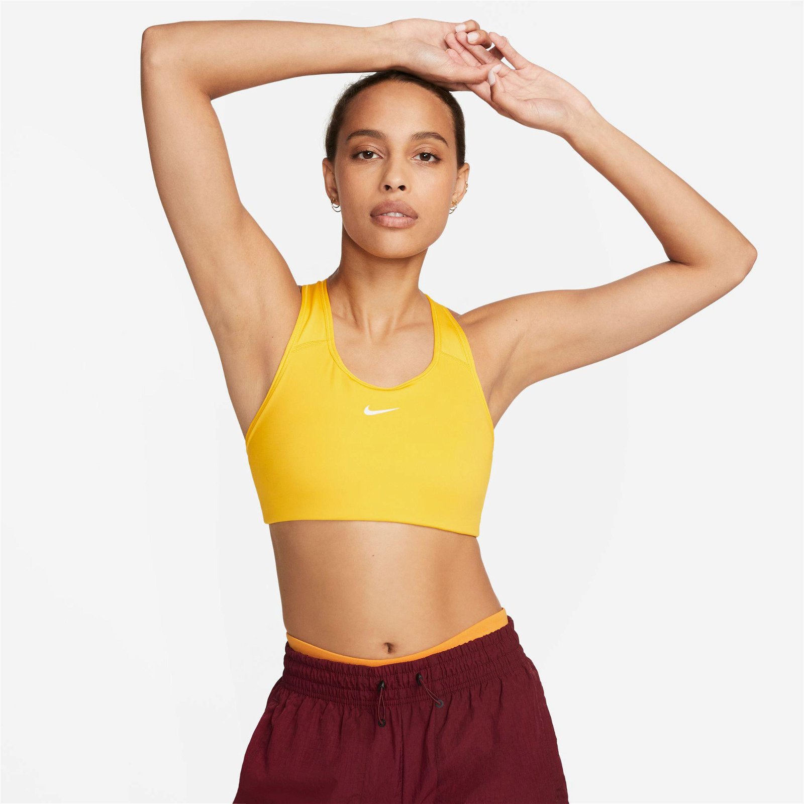 Nike Dri-Fit Swoosh 1Pp Kadın Sarı Bra