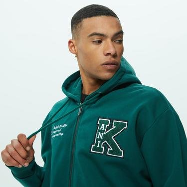  Karl Kani Retro Patch Os Full Zip Hoodie Erkek Yeşil Sweatshirt