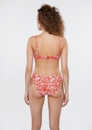  Mavi Tropik Baskılı Kırmızı Bikini Altı 1911500-34040