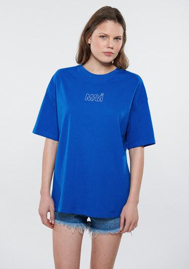  Mavi Mavi Logo Baskılı Mavi Tişört Oversize / Geniş Kesim 1611592-70910