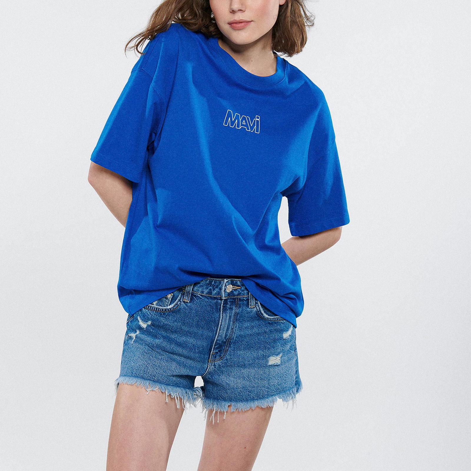 Mavi Mavi Logo Baskılı Mavi Tişört Oversize / Geniş Kesim 1611592-70910