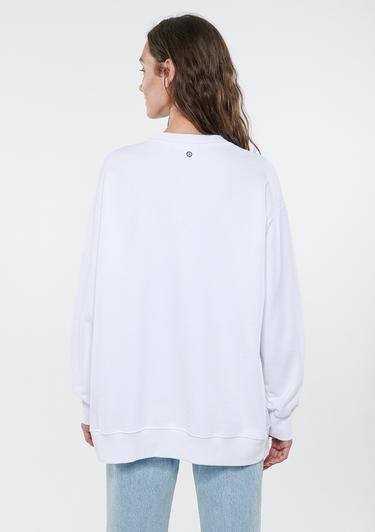  Mavi Baskılı Beyaz Sweatshirt 1611921-620