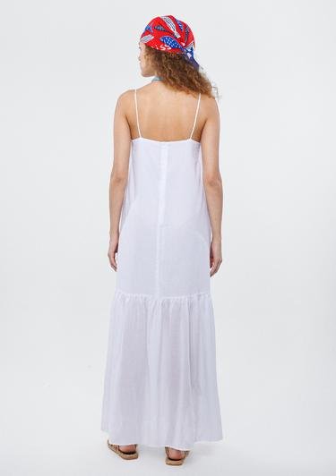  Mavi Uzun Beyaz Elbise 1310360-620