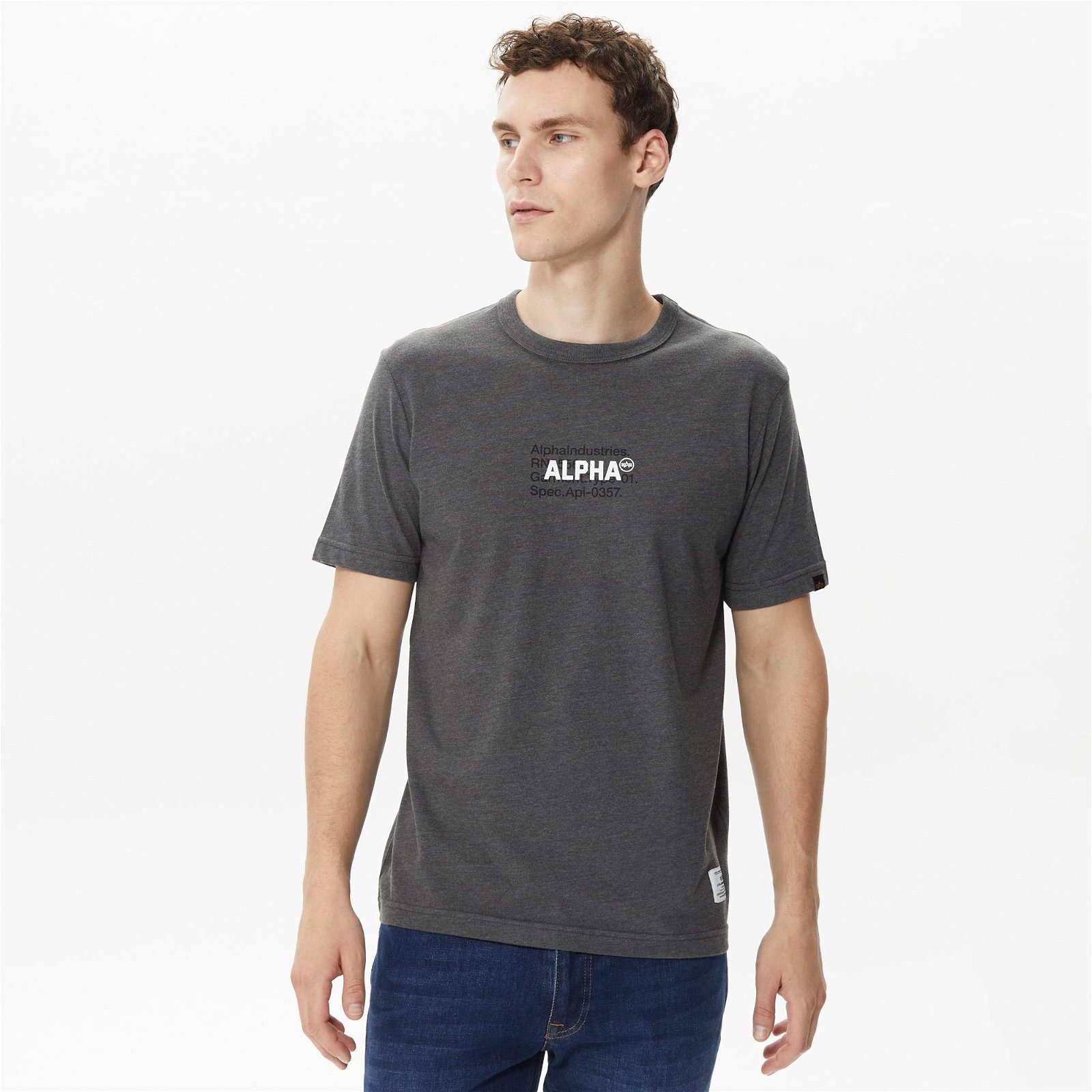 Alpha Industries Code Graphic Erkek Gri T-Shirt