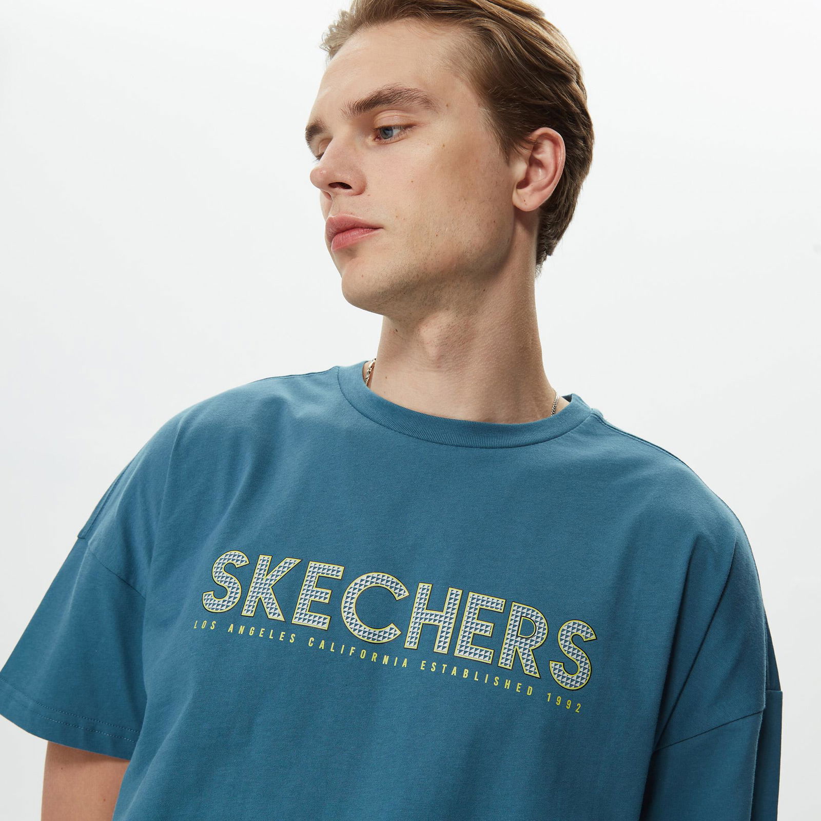 Skechers Graphic Big Logo Erkek Mavi T-Shirt