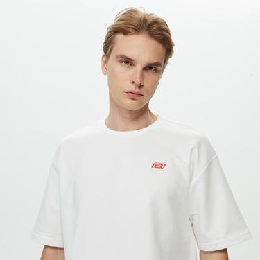  Skechers Graphic Crew Neck Erkek Beyaz T-Shirt
