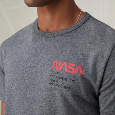  Alpha Industries Nasa Worm Logo Erkek Gri T-Shirt