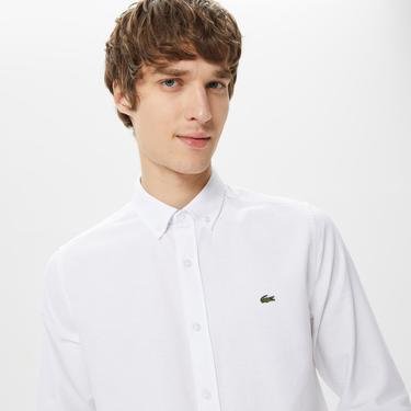  Lacoste Erkek Slim Fit Düğmeli Yaka Beyaz Gömlek