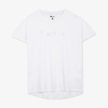  Skechers Graphic Crew Neck Kadın Beyaz T-Shirt