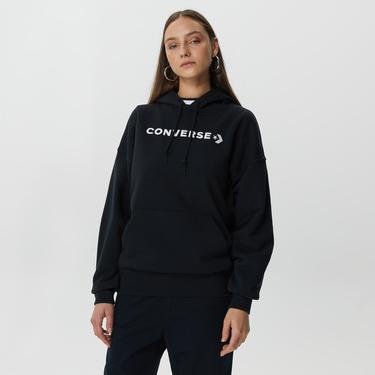  Converse Embroidered Wordmark Fleece Kadın Siyah Hoodie