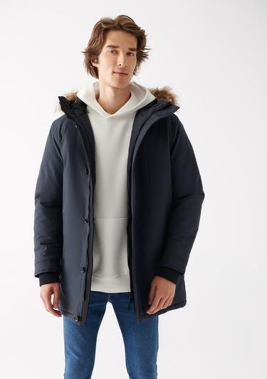  Mavi Kapüşonlu Gri Parka Regular Fit / Normal Kesim 010463-34332