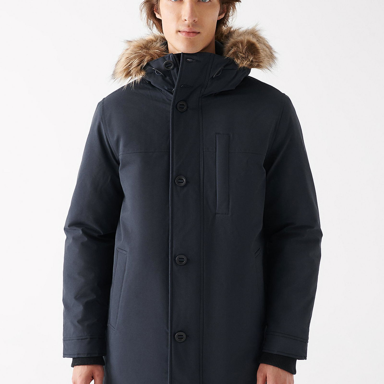 Mavi Kapüşonlu Gri Parka Regular Fit / Normal Kesim 010463-34332
