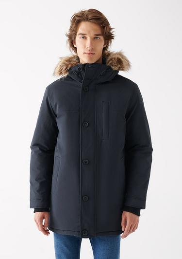  Mavi Kapüşonlu Gri Parka Regular Fit / Normal Kesim 010463-34332