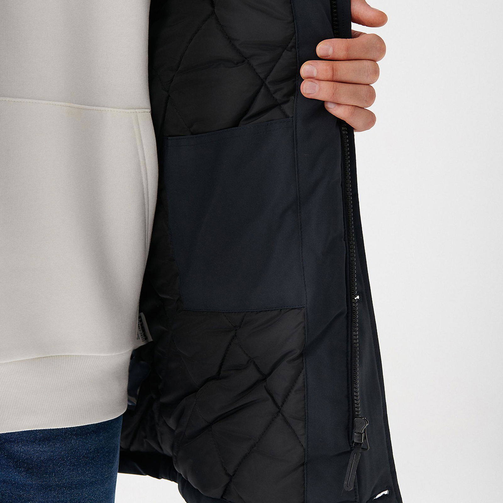 Mavi Kapüşonlu Gri Parka Regular Fit / Normal Kesim 010463-34332