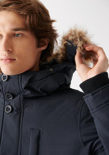  Mavi Kapüşonlu Gri Parka Regular Fit / Normal Kesim 010463-34332