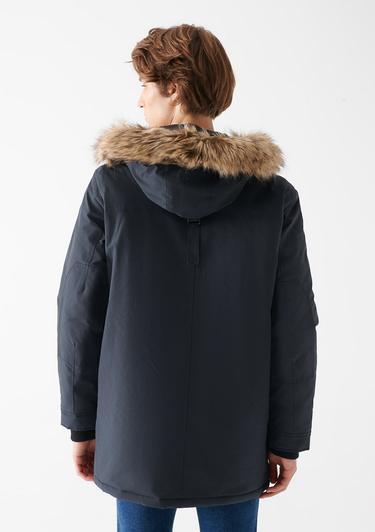  Mavi Kapüşonlu Gri Parka Regular Fit / Normal Kesim 010463-34332