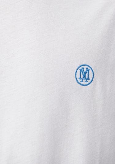  Mavi Mühür Logo Nakışlı Beyaz Tişört Loose Fit / Bol Rahat Kesim 067074-620