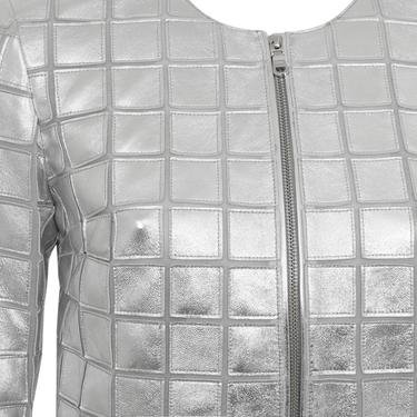  Terra Gümüş Kadın Panelli Deri Ceket