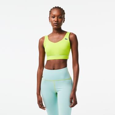  Lacoste Active Kadın Slim Fit Kolsuz Renk Bloklu Sarı Bra