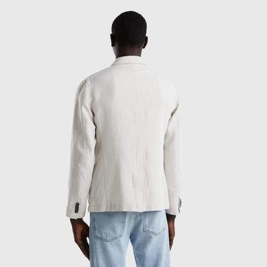  Benetton Keten Karışımlı Regular Fit Blazer Erkek Beyaz Ceket