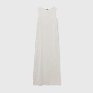  Benetton Kolsuz Uzun Kadın Krem Elbise