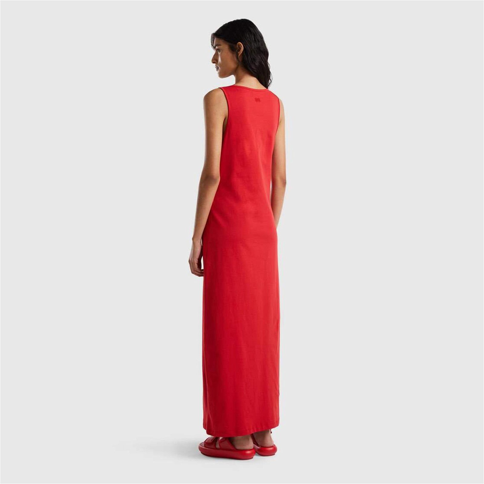 Benetton Kolsuz Uzun Kadın Kırmızı Elbise