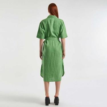 Benetton Yaka Kemerli Kadın Kuşkonmaz Rengi Elbise