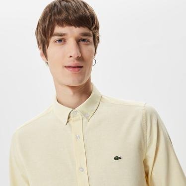  Lacoste Erkek Slim Fit Düğmeli Yaka Sarı Gömlek