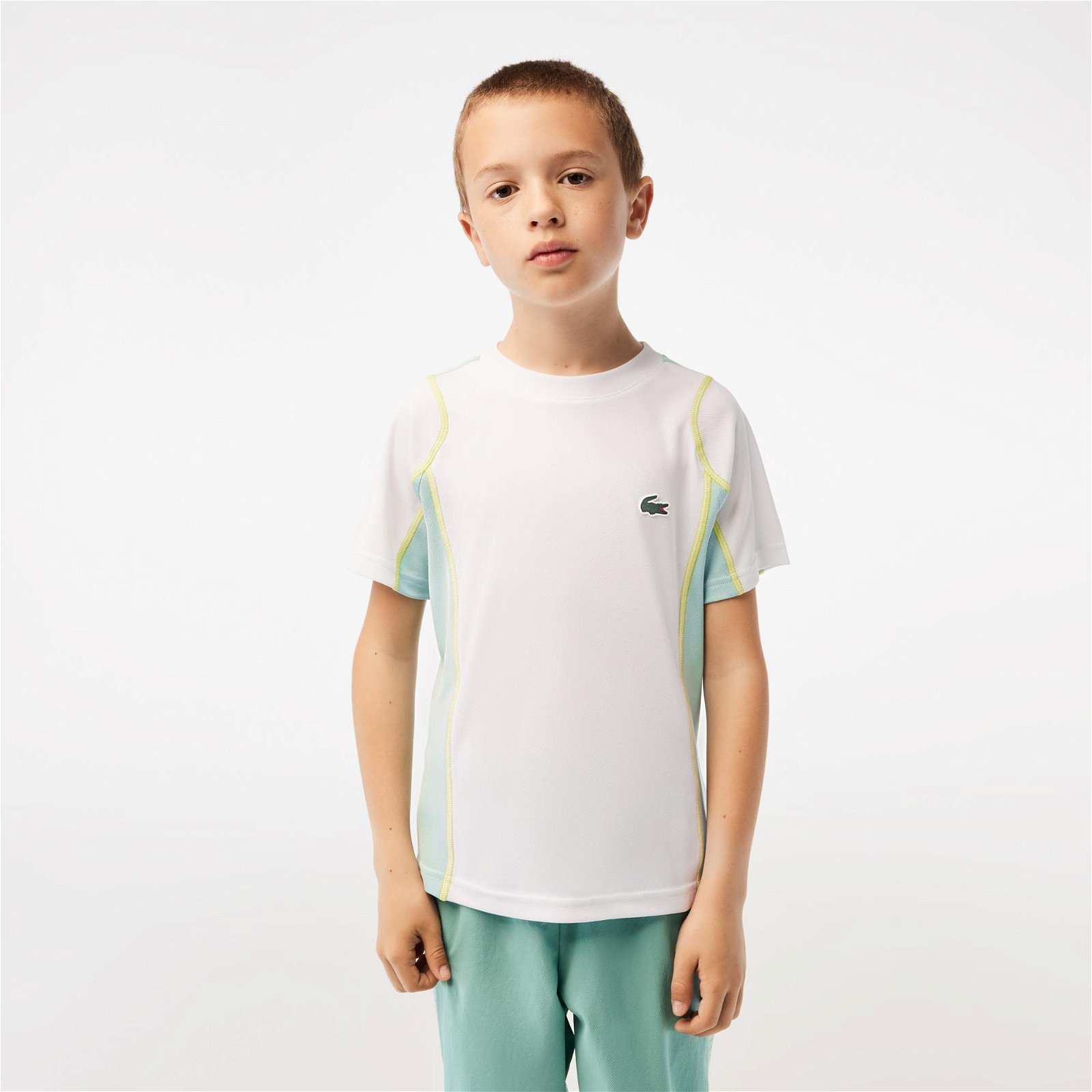 Lacoste Erkek Çocuk Renk Bloklu Beyaz T-Shirt