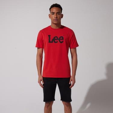 Lee Lightweight Kısa Kollu Logo Bisiklet Yaka Erkek Kırmızı T-Shirt