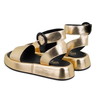  Liana Altın Kadın Ayarlanabilir Tokalı Deri Sandalet