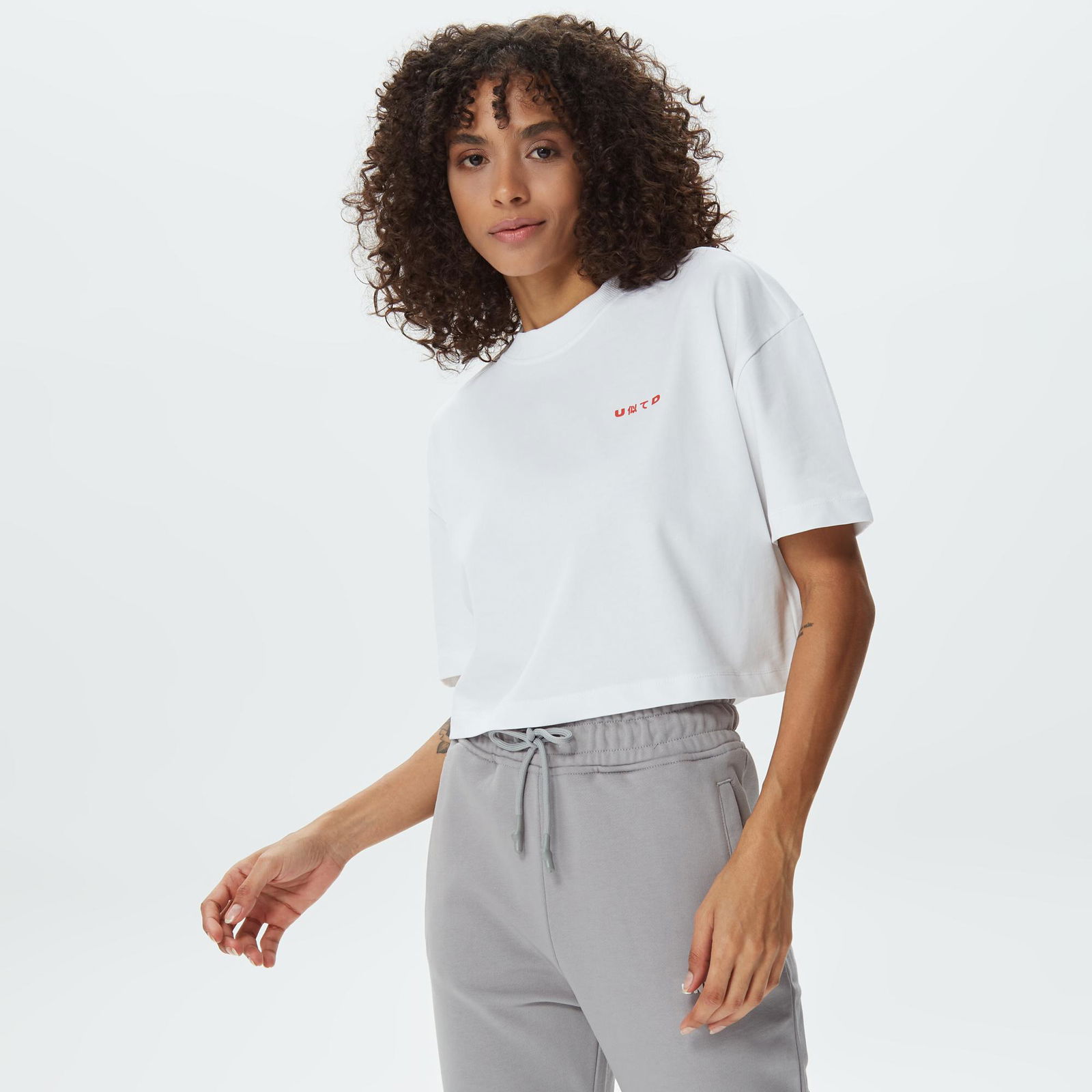 UNITED4 Classic Kadın Beyaz Crop T-Shirt