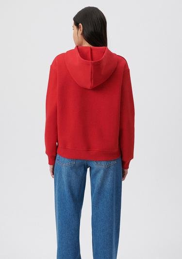  Mavi Kapüşonlu Kırmızı Basic Sweatshirt 167299-82054
