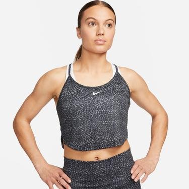  Nike One Dri-Fit Crop Tank All Over Print Kadın Siyah Kolsuz T-Shirt