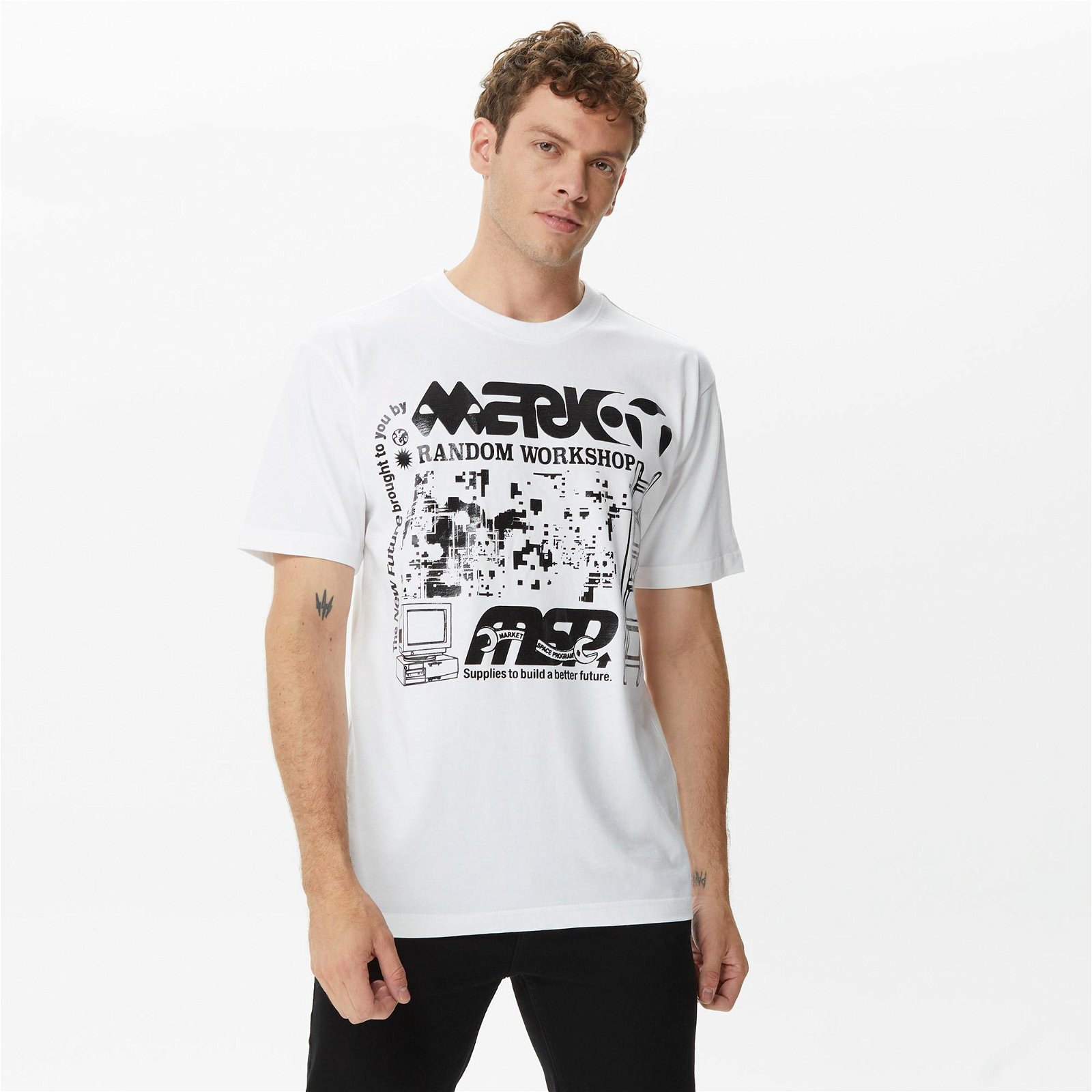 Market New Future Erkek Beyaz T-Shirt