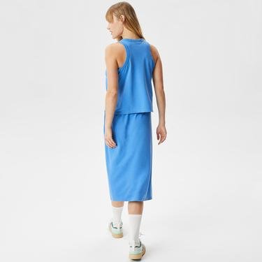  Lacoste Kadın Loose Fit Kolsuz V Yaka Mavi Elbise