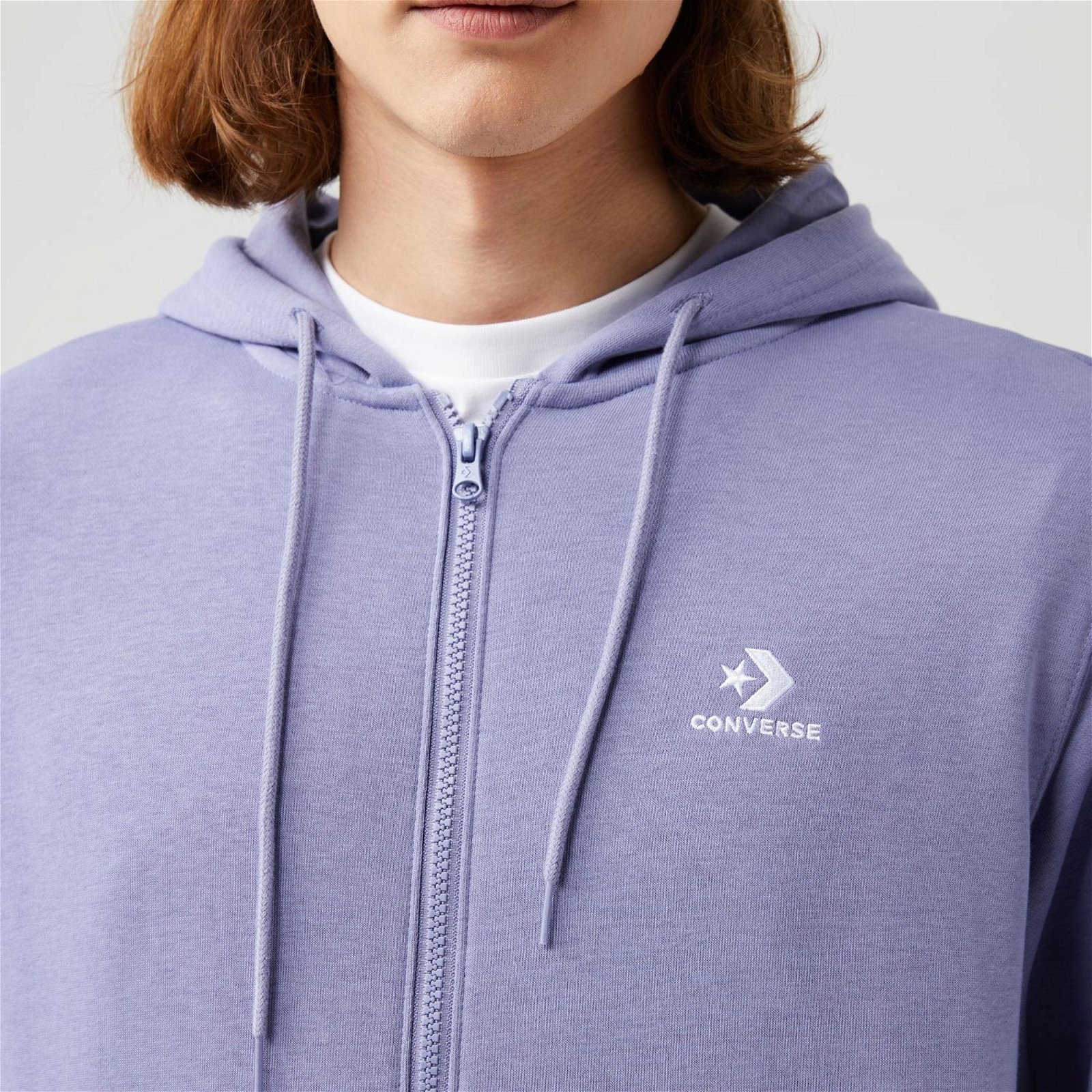 Converse Go-To Embroidered Star Chevron Zip Hoodie Unisex Mor Sweatshirt