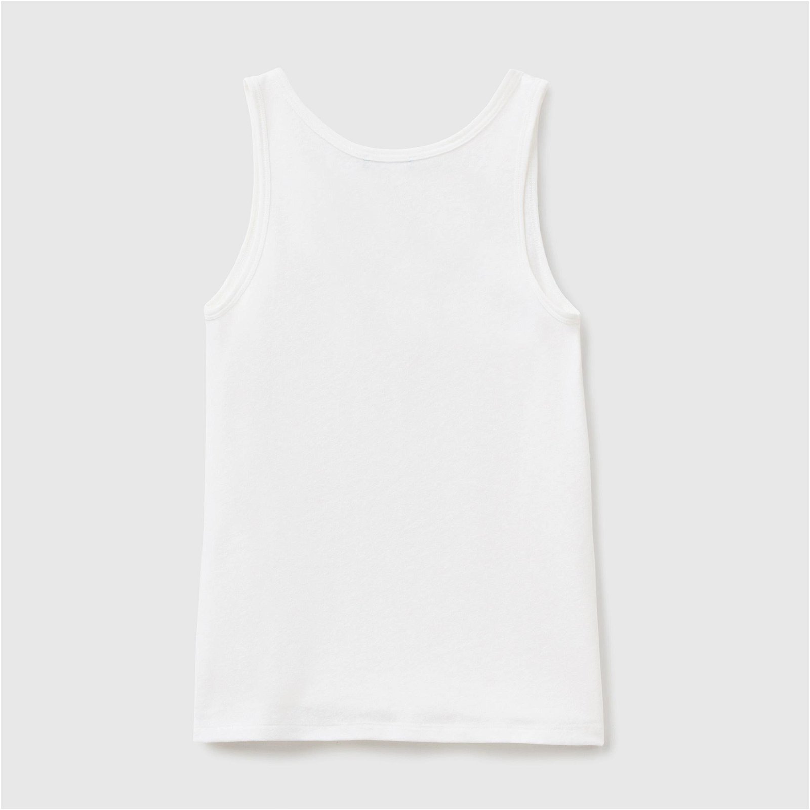 Benetton Keten Karışımlı Kadın Beyaz Kolsuz T-Shirt