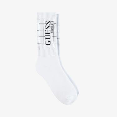  Guess Originals Go Luis Logo Erkek Beyaz Çorap