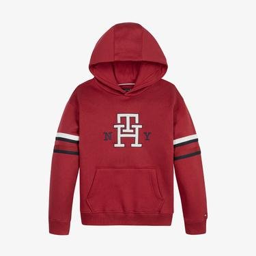  Tommy Hilfiger Global Stripe Monogram Hoodie Erkek Çocuk Kırmızı Sweatshirt