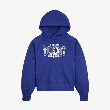  Tommy Hilfiger 985 Varsity Hoodie Kız Çocuk Mavi Sweatshirt