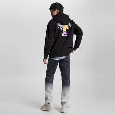  Tommy Jeans Relax Luxe Graphic Hoodie Erkek Siyah Sweatshirt