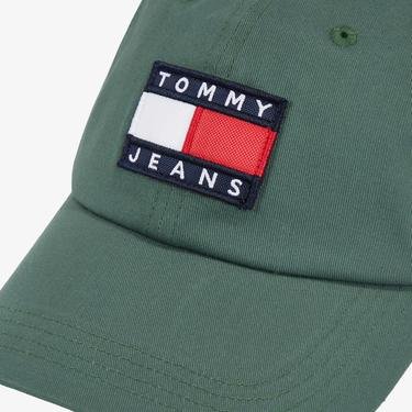  Tommy Jeans Heritage Flag Erkek Yeşil Şapka