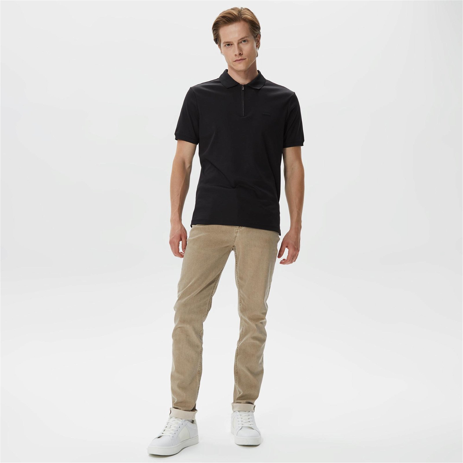 Calvin Klein Smooth Cotton Welt Zip Siyah Erkek Polo T-Shirt