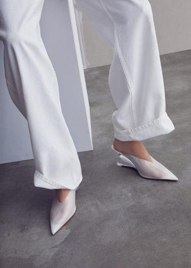  Mango Kadın Şeffaf Topuklu Vinil Ayakkabı Beyaz